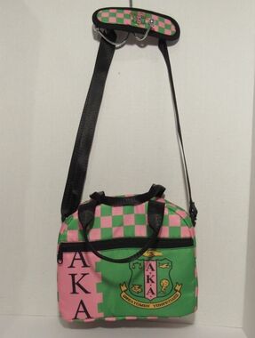 AKA Insulated Green Pink Lunch Tote Bag, Handheld & Crossbody, Keeps Meals Fresh